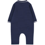 Boss Kids Tutina Blu e Bianca con Colletto a Camicia per Neonati