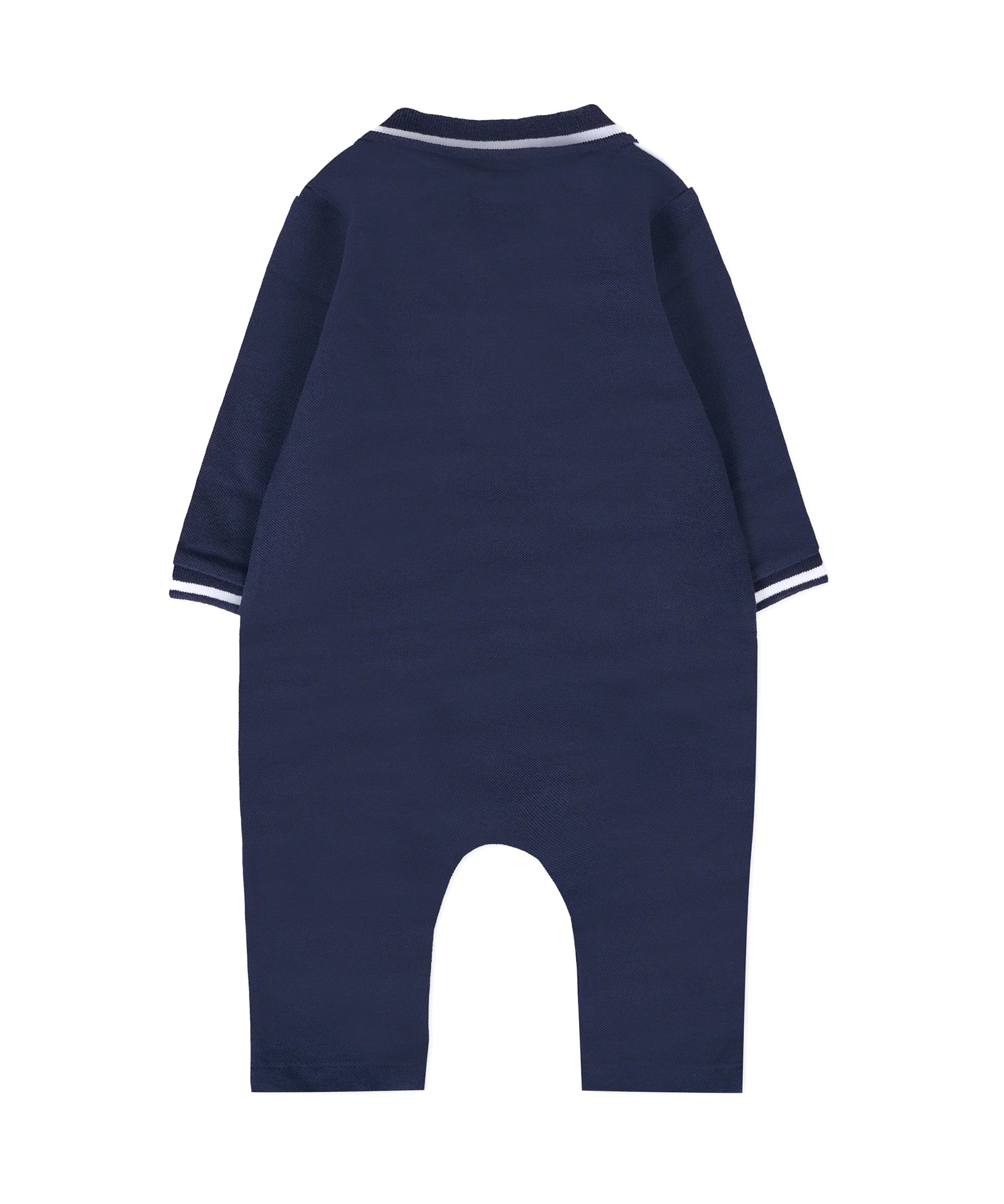 Boss Kids Tutina Blu e Bianca con Colletto a Camicia per Neonati