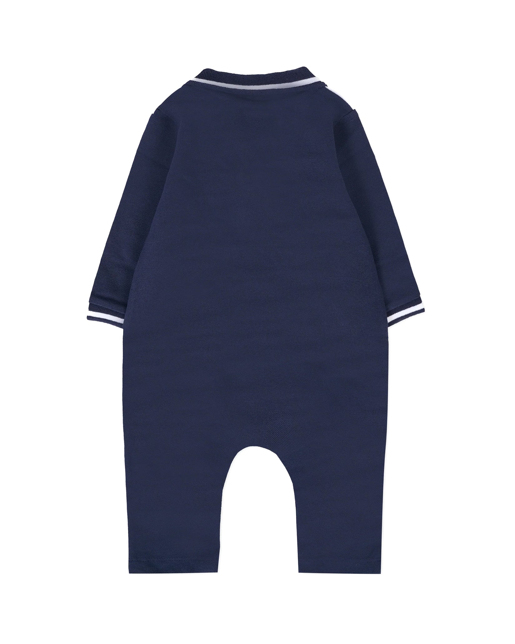 Boss Kids Tutina Blu e Bianca con Colletto a Camicia per Neonati