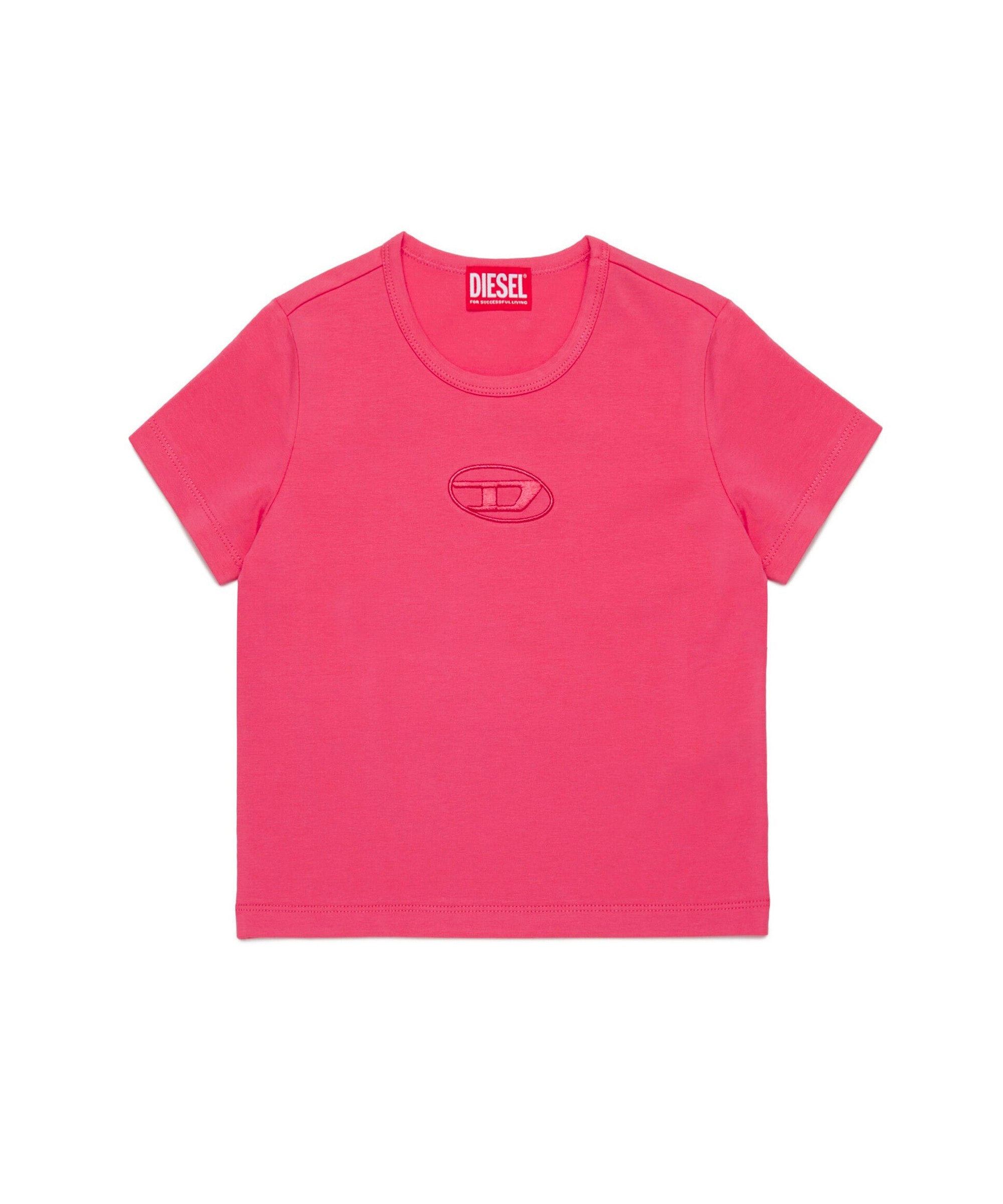 Diesel Kids T-shirt Fucsia con Ricamo Oval D per Bambine 