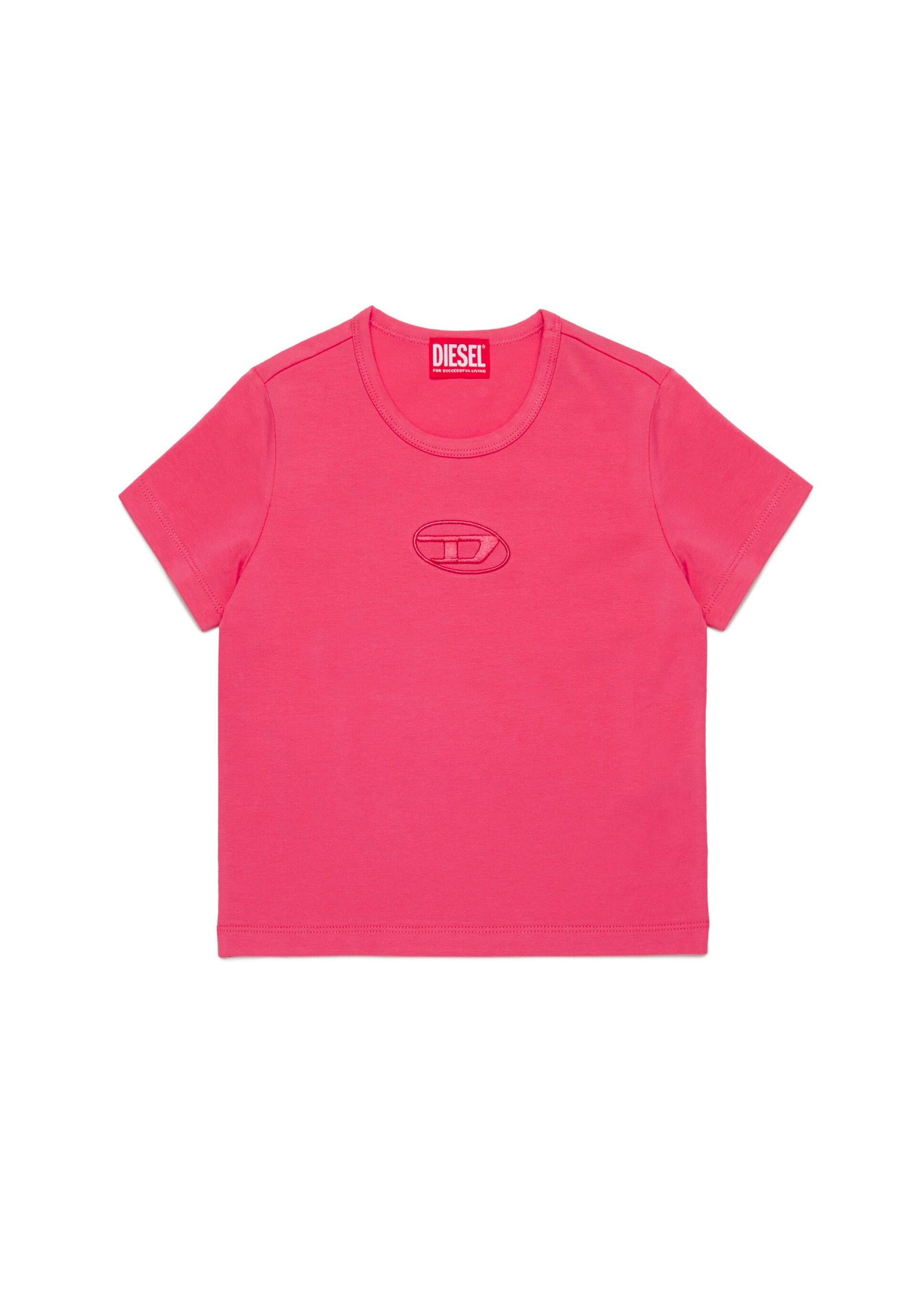 Diesel Kids T-shirt Fucsia con Ricamo Oval D per Bambine 