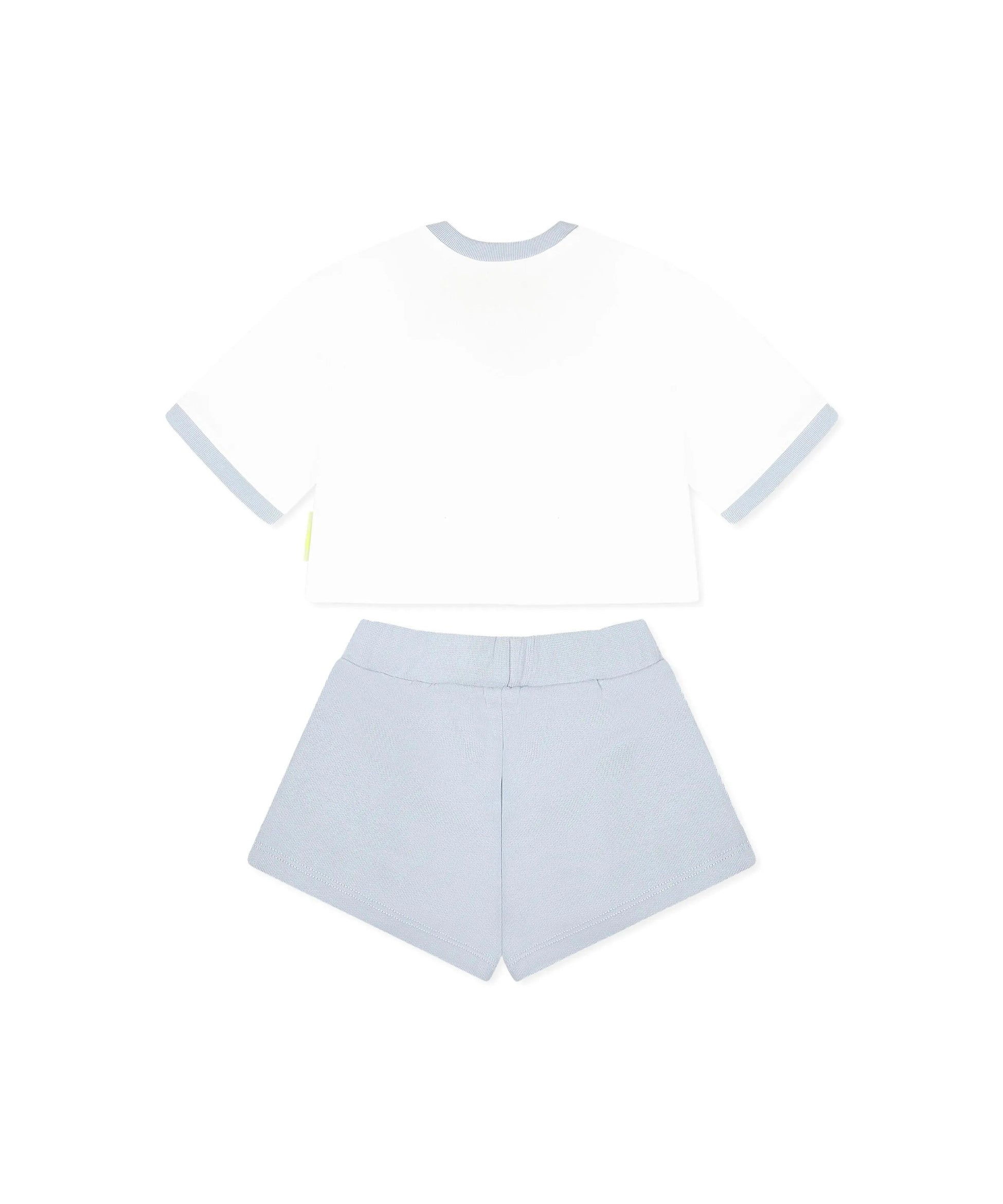 Barrow Kids T-shirt Bianca con Shorts Celeste per Neonate