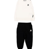 John Richmond Kids Tuta Bianco e Nero con Logo per Neonati
