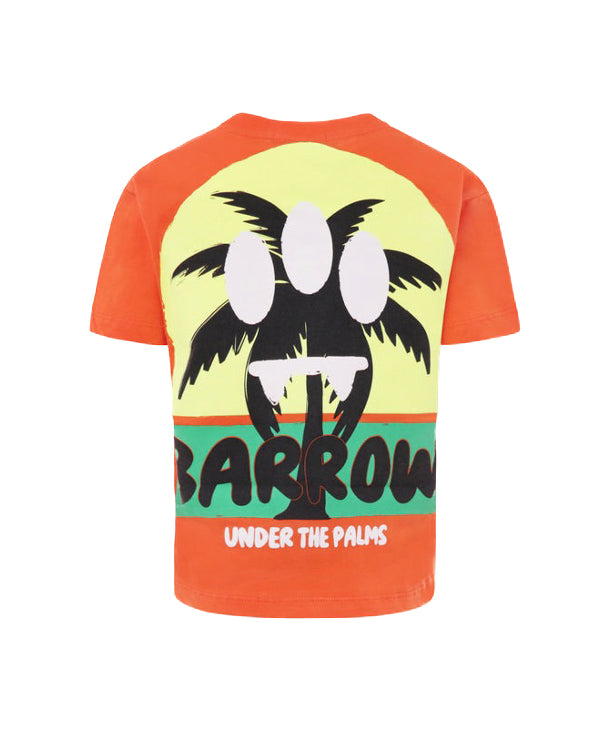 Barrow Kids T-Shirt Arancio con Stampa Retro Palms per Bambini