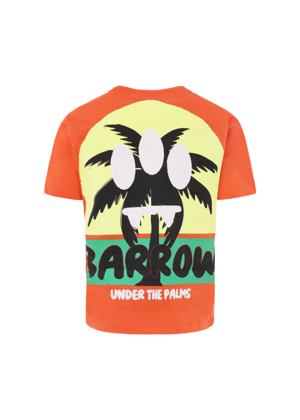 Barrow Kids T-Shirt Arancio con Stampa Retro Palms per Bambini