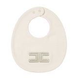 Elisabetta Franchi Kids Bavaglino Panna in Cotone con Logo Ricamato per Neonate