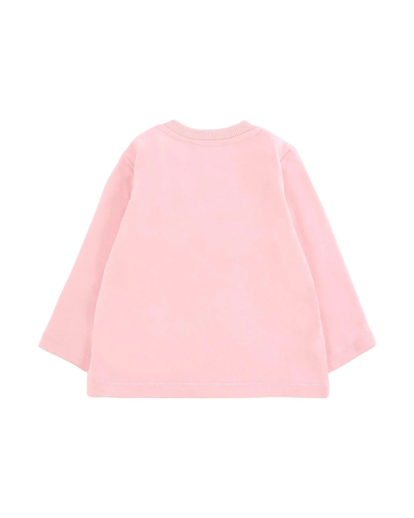 Moschino Kids T-shirt Manica Lunga rosa con Stampa per Neonate