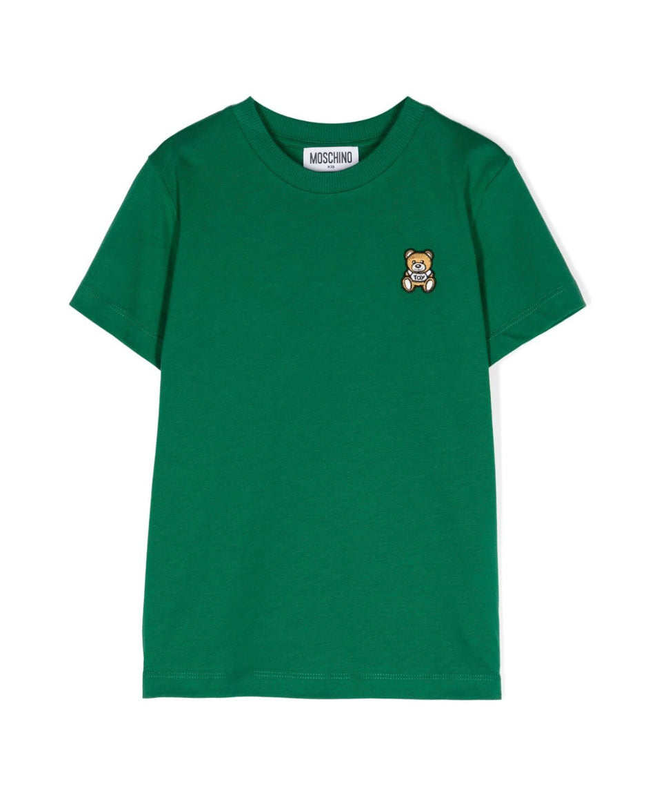 Moschino Kids T-shirt Verde con Ricamo