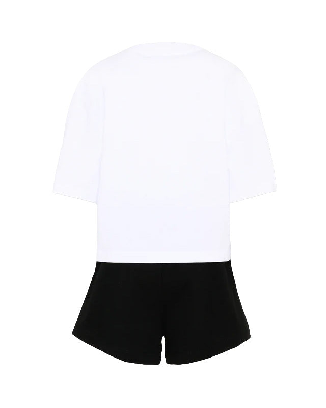 Barrow Kids Completo Bianco e Nero con Stampa Teddy Unisex