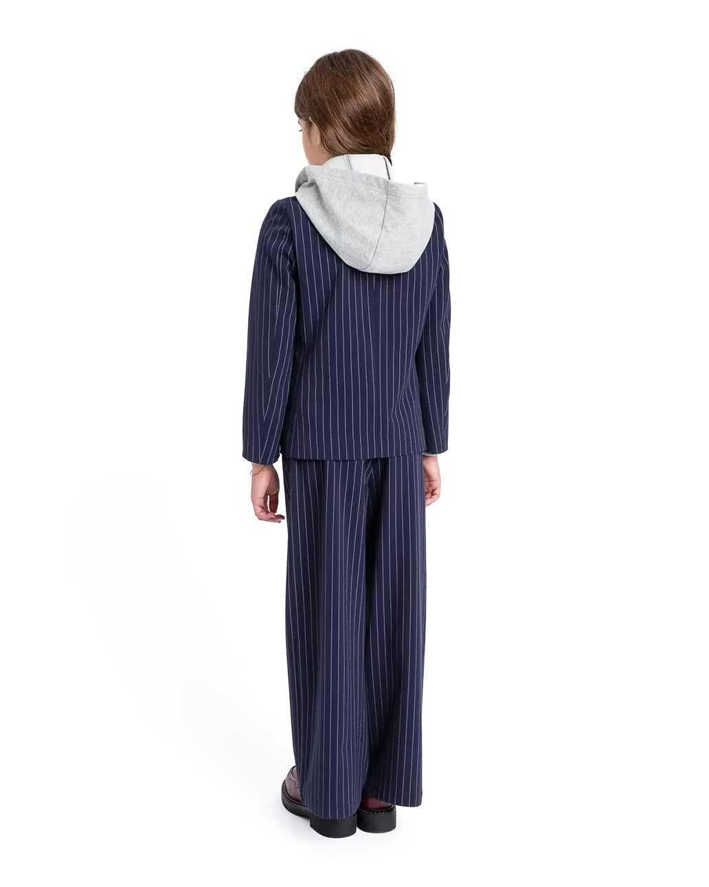 Twinset Kids Pantalone Blu Con Motivo a Righe Verticali a Contrasto per Bambine