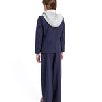 Twinset Kids Pantalone Blu Con Motivo a Righe Verticali a Contrasto per Bambine