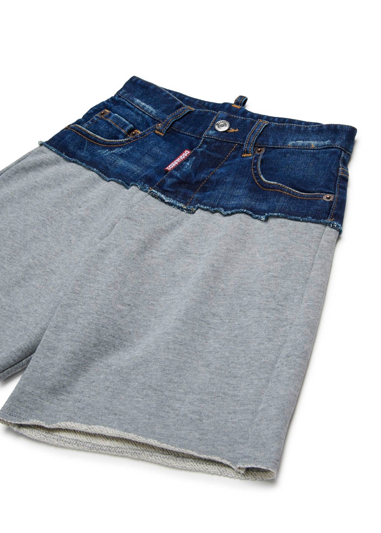 Dsquared2 Kids Bermuda Grigio/Denim per Bambini (dettaglio)