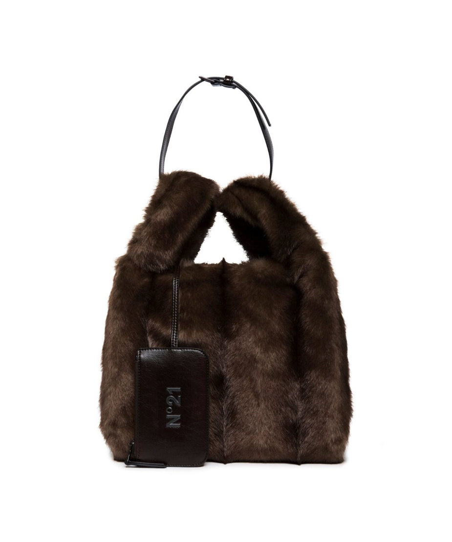 N°21 Kids Borsa Marrone Tote Fake Fur per Bambine