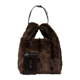 N°21 Kids Borsa Marrone Tote Fake Fur per Bambine