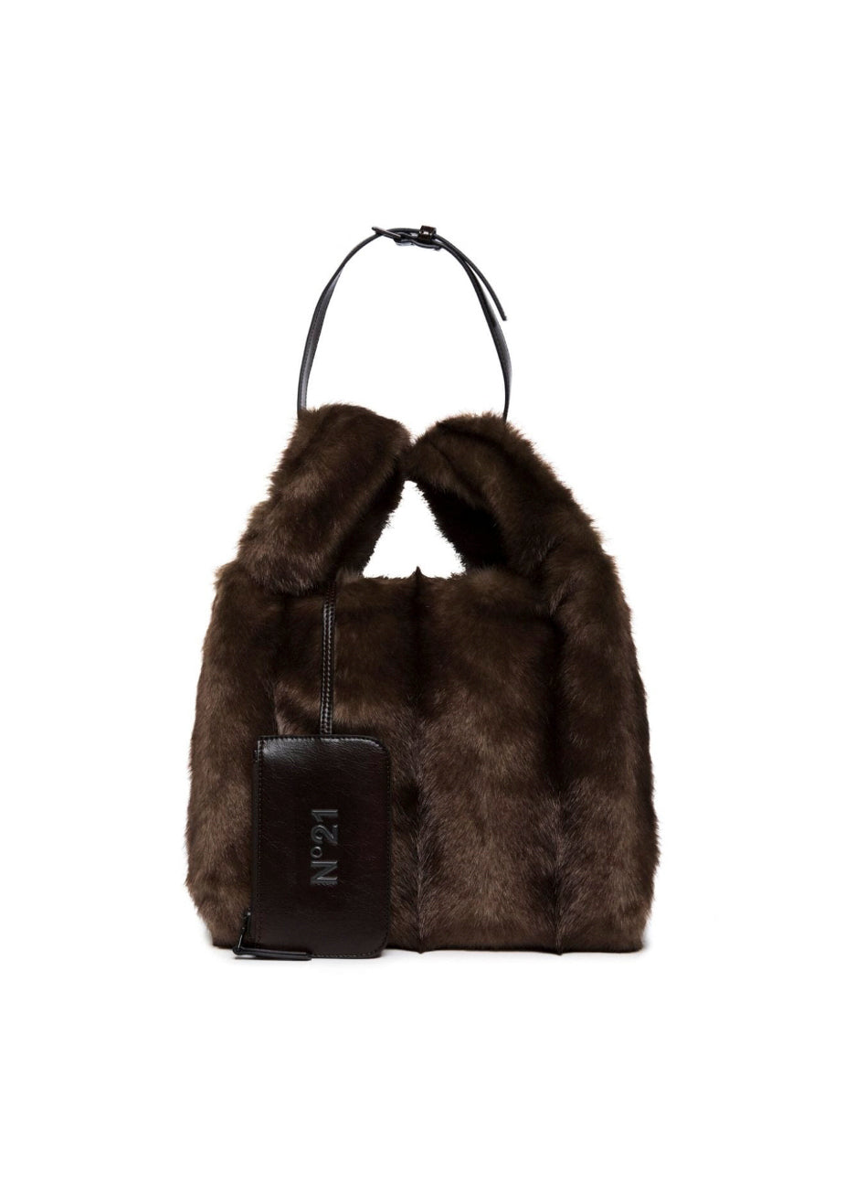 N°21 Kids Borsa Marrone Tote Fake Fur per Bambine