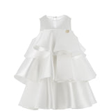 Blumarine Kids Abito Bianco con Balze per Bambine