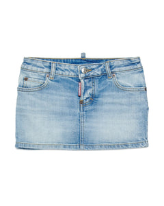 Dsquare2 Kids Gonna in Denim con Tasca Retro Effetto Pelle per Bambine