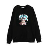 MSGM Kids Felpa Girocollo Nera con Stampa per Bambine