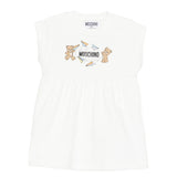 Moschino Kids Abito Panna con Logo Teddy Bear per Neonate