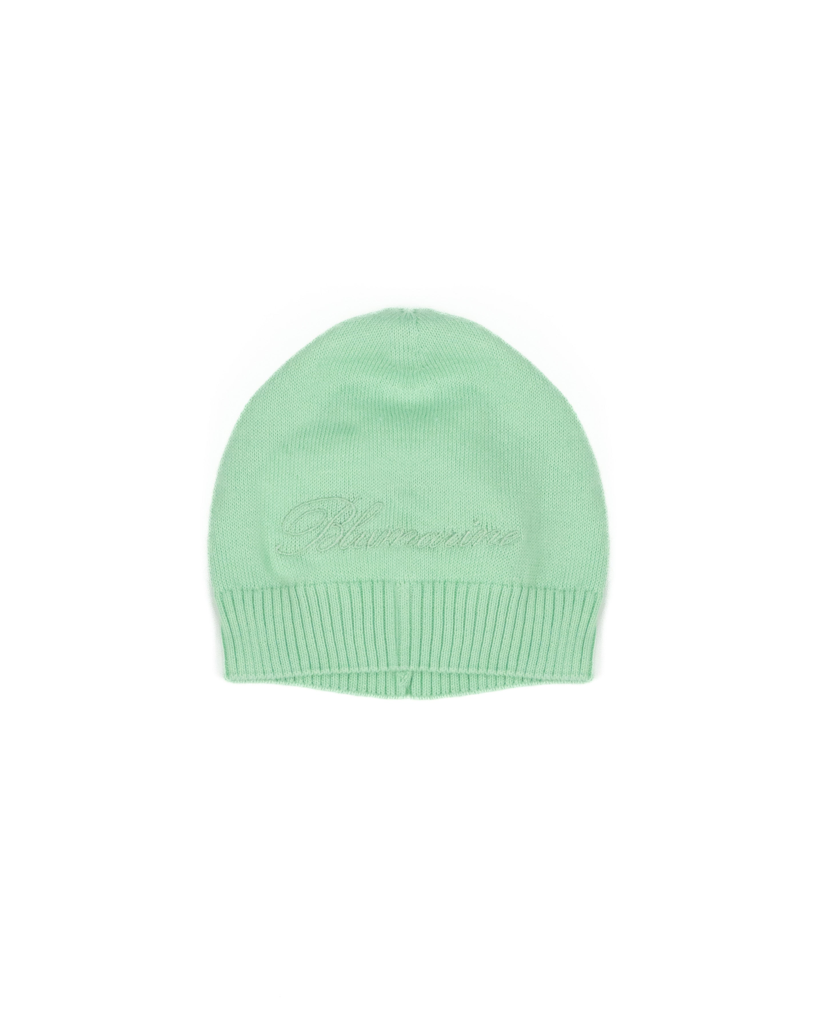 Blumarine Kids Cappellino in Filo Verde Menta con Logo Ricamato per Neonate