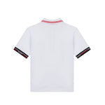 Gcds Polo Bianco con Manica Logata Tricolore per Bambini