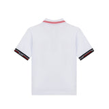 Gcds Polo Bianco con Manica Logata Tricolore per Bambini
