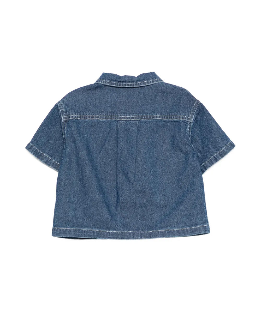 Moschino Kids Camicia in Denim con Logo Teddy Bear per Neonate