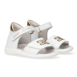 Elisabetta Franchi La Mia Bambina Sandalo Bianco/Oro con Logo per Neonate