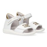 Elisabetta Franchi La Mia Bambina Sandalo Bianco/Oro con Logo per Neonate