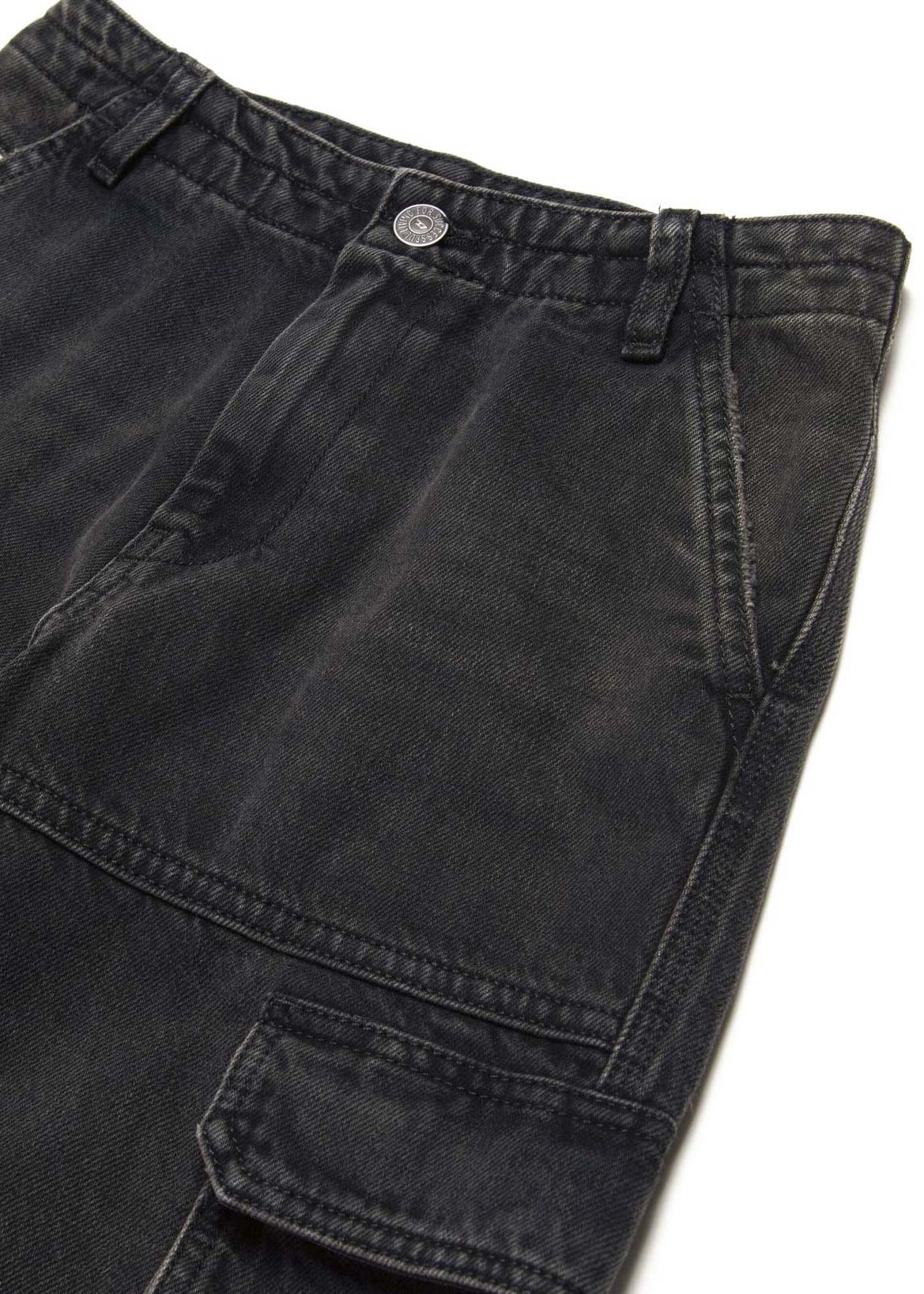 Diesel Kids Jeans Cargo Denim Nero per Bambine (dettaglio)