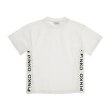 Pinko Kids T-Shirt Latte con Fasce Logate per Bambine