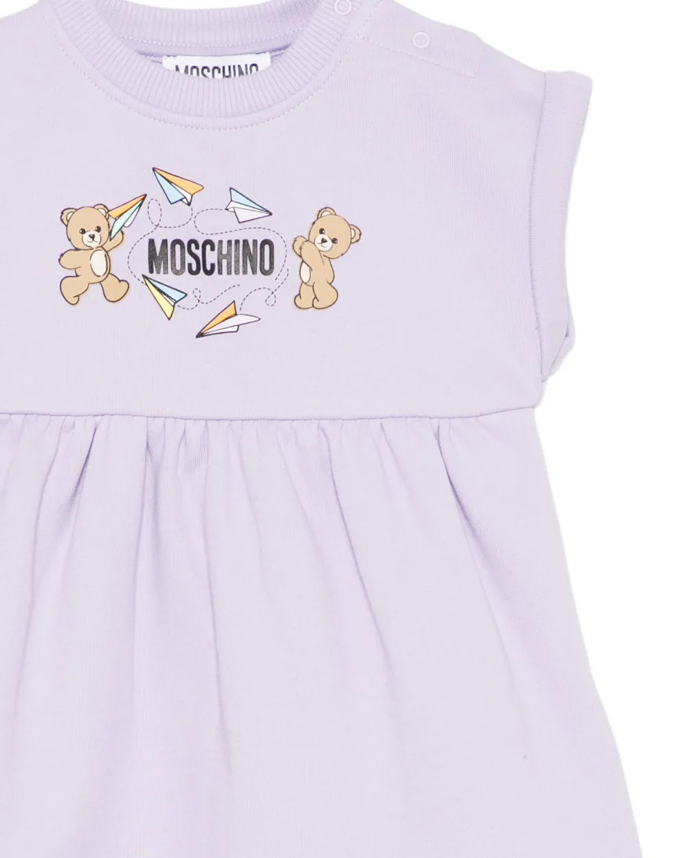 Moschino Kids Abito Lilla con Logo Teddy Bear per Neonate