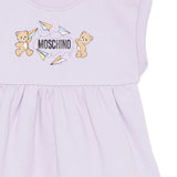 Moschino Kids Abito Lilla con Logo Teddy Bear per Neonate