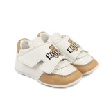 Moschino Kids Sneakers Bianco e Biscotto con Logo per Neonati