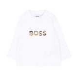 BOSS Kids Completo 3 Pezzi Beige con Giacca, Pantaloni e T-shirt con Logo per Neonati