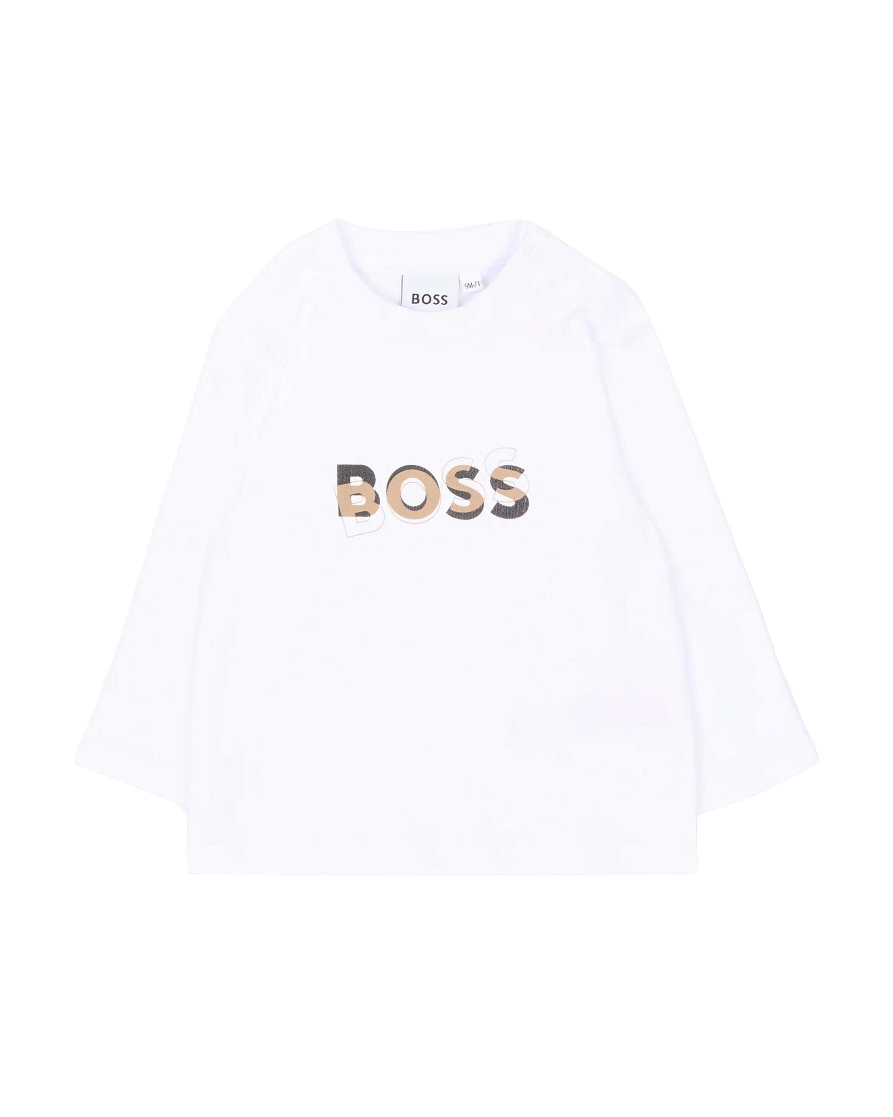 BOSS Kids Completo 3 Pezzi Beige con Giacca, Pantaloni e T-shirt con Logo per Neonati