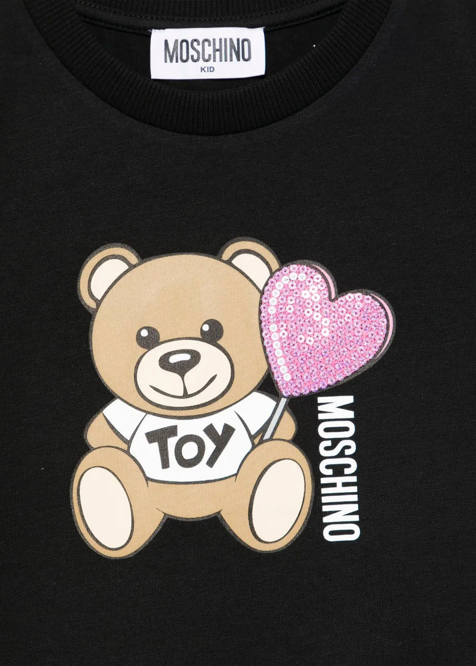 Moschino Kids T-shirt Nera con Stampa Teddy per Bambine