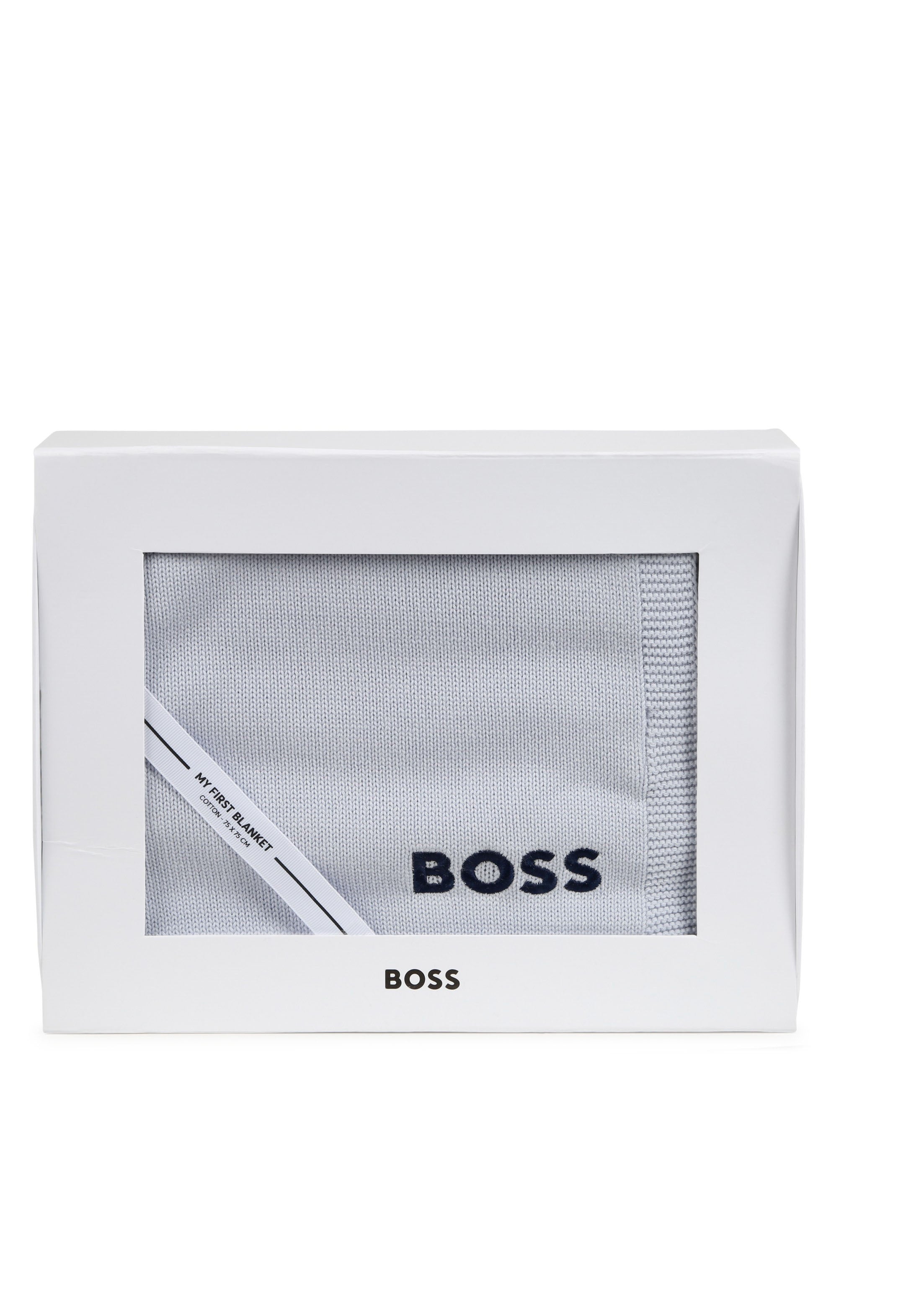 Boss Kids Coperta Celeste con Intarso Logo per Neonati 