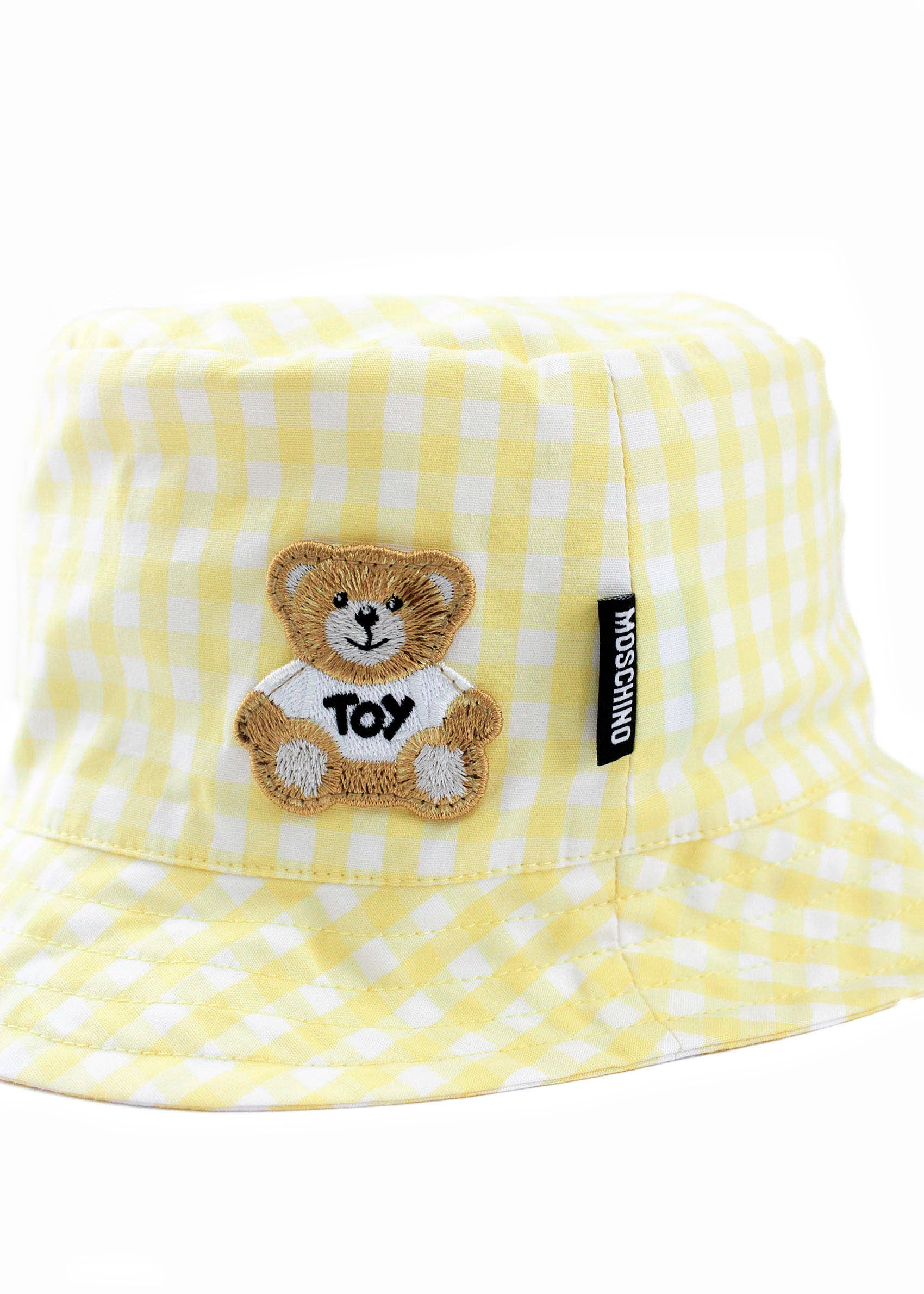 Moschino Kids Cappello Bucket Giallo a Quadri per Neonate