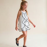 Patrizia Pepe Kids Abito Bianco/Nero con Rouches per Bambine