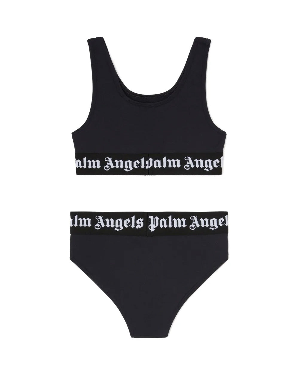 Palm Angels Kids Costume Nero con Fasce Logate per Bambine