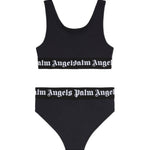 Palm Angels Kids Costume Nero con Fasce Logate per Bambine