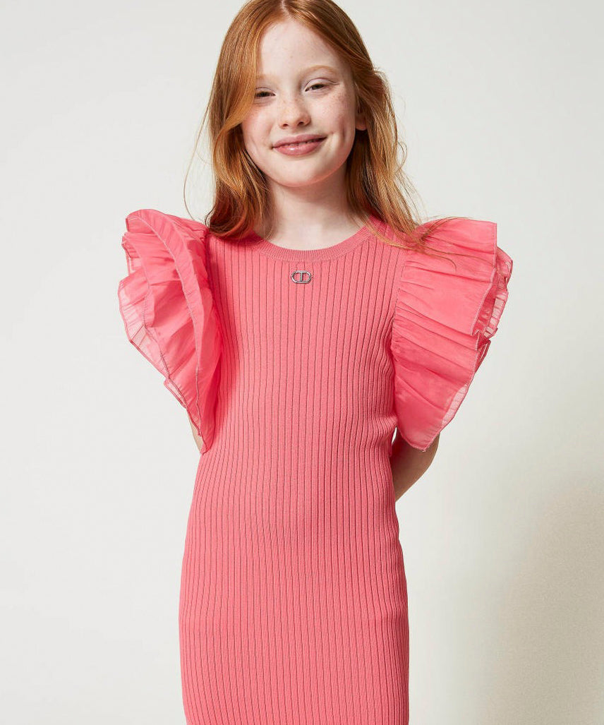 Twinset Kids Abito Fitted con Maniche in Organza (idnossato)
