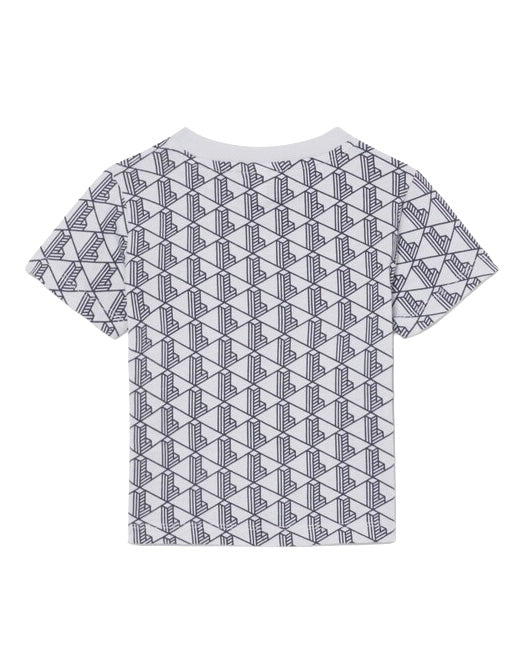 Lacoste Kids T-Shirt Grigio con Stampa All-Over per Bambini