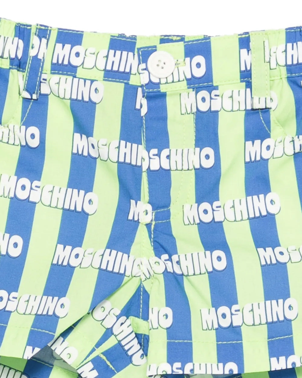 Moschino Kids Short a Righe Verde e Blu All-Over per Neonati