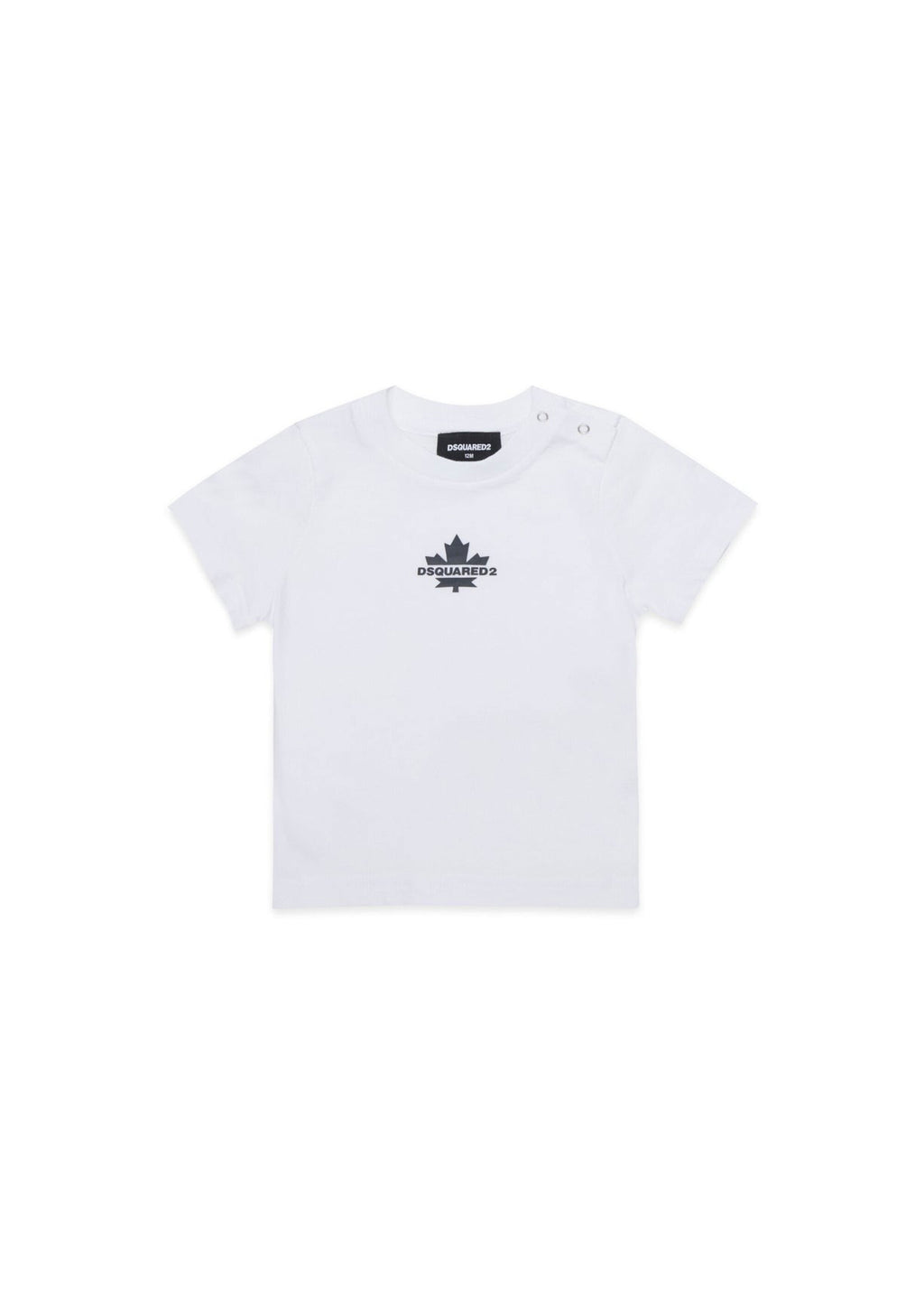 Dsquared2 Kids White T-shirt with Leaf Print for Babies