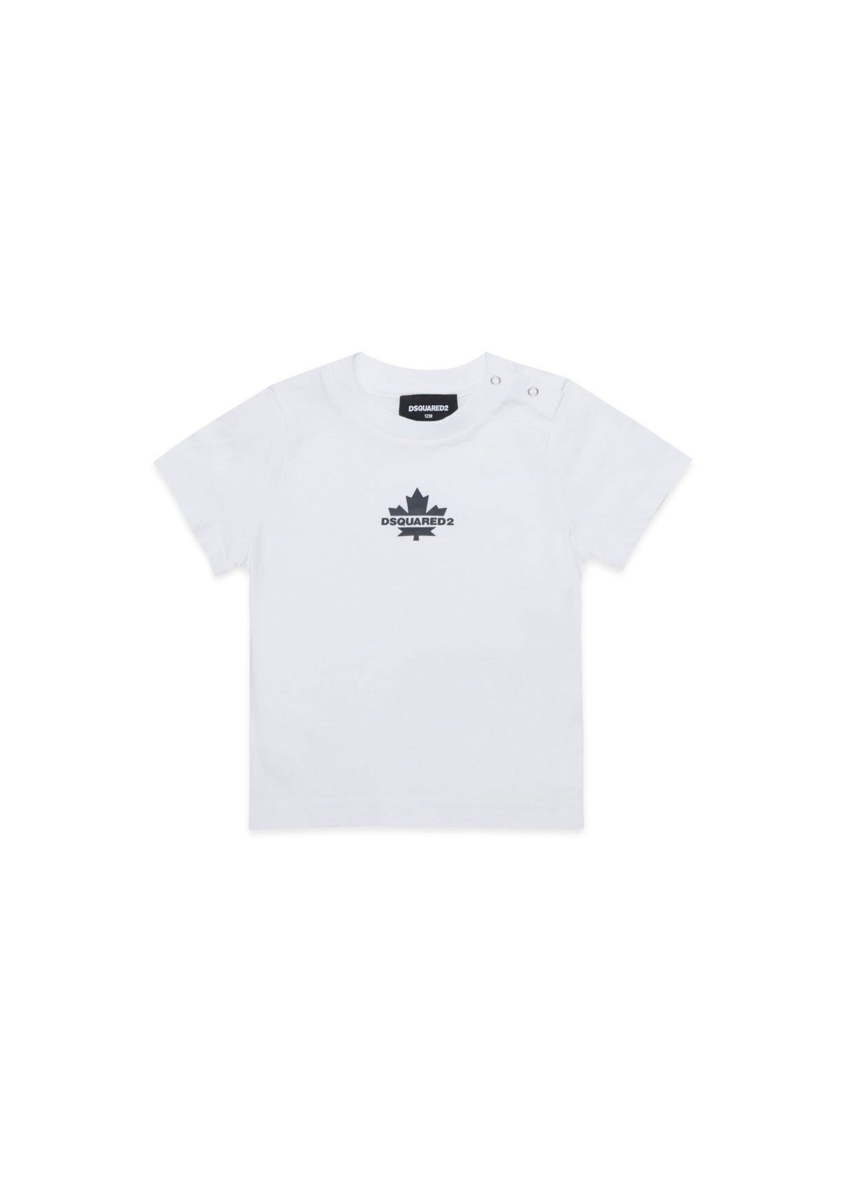 Dsquared2 Kids White T-shirt with Leaf Print for Babies
