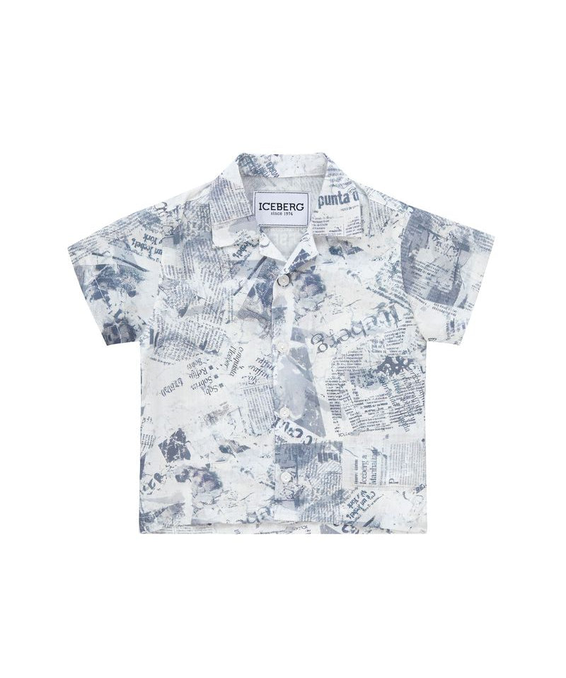 Iceberg Kids Camicia Bianco Fantasia per Neonati