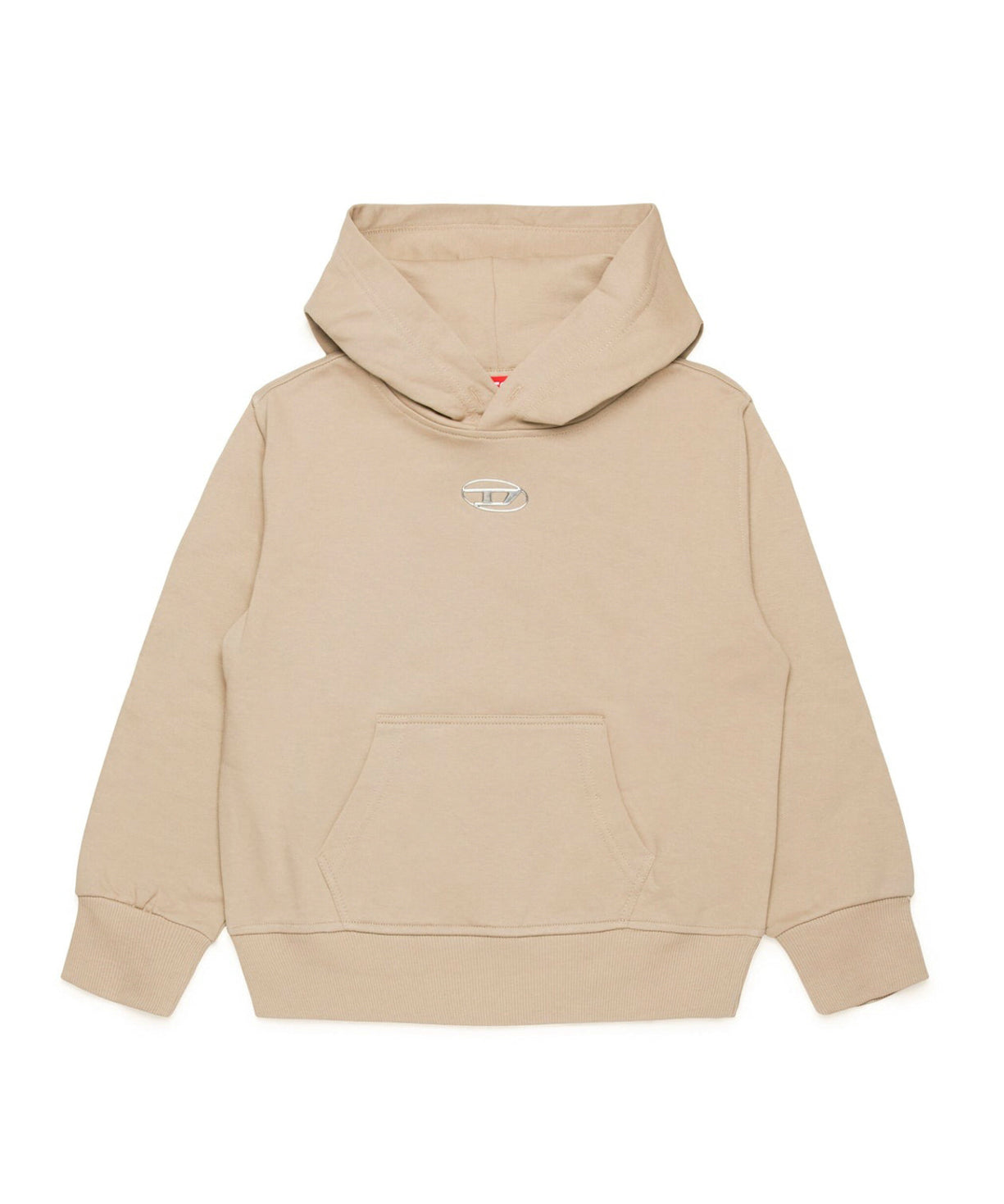 Diesel Kids Felpa Beige con Cappuccio con Logo Oval D per Bambini