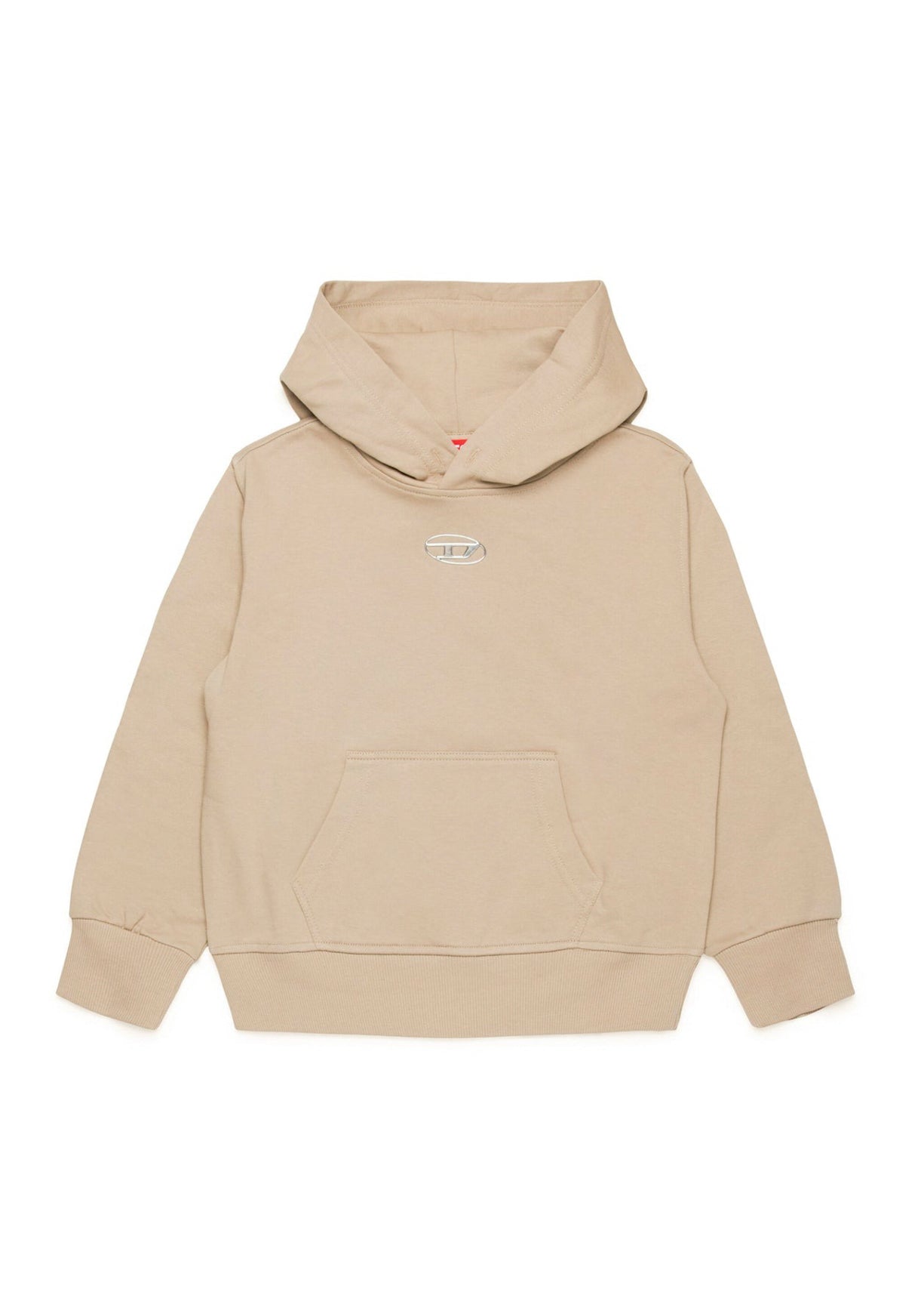 Diesel Kids Felpa Beige con Cappuccio con Logo Oval D per Bambini